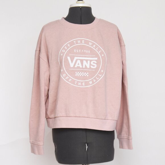 Vans Off the Wall Crewneck Sweatshirt Women’s Size M Pink Logo Pullover Skate - Picture 1 of 5